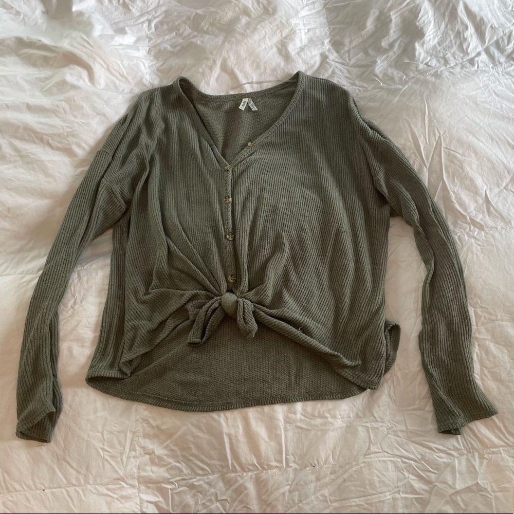Mudd XL Junior Mossy Green Front Tie Sweater